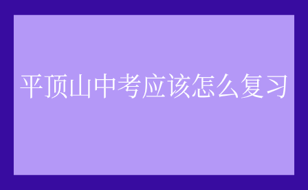 平顶山中考应该怎么复习